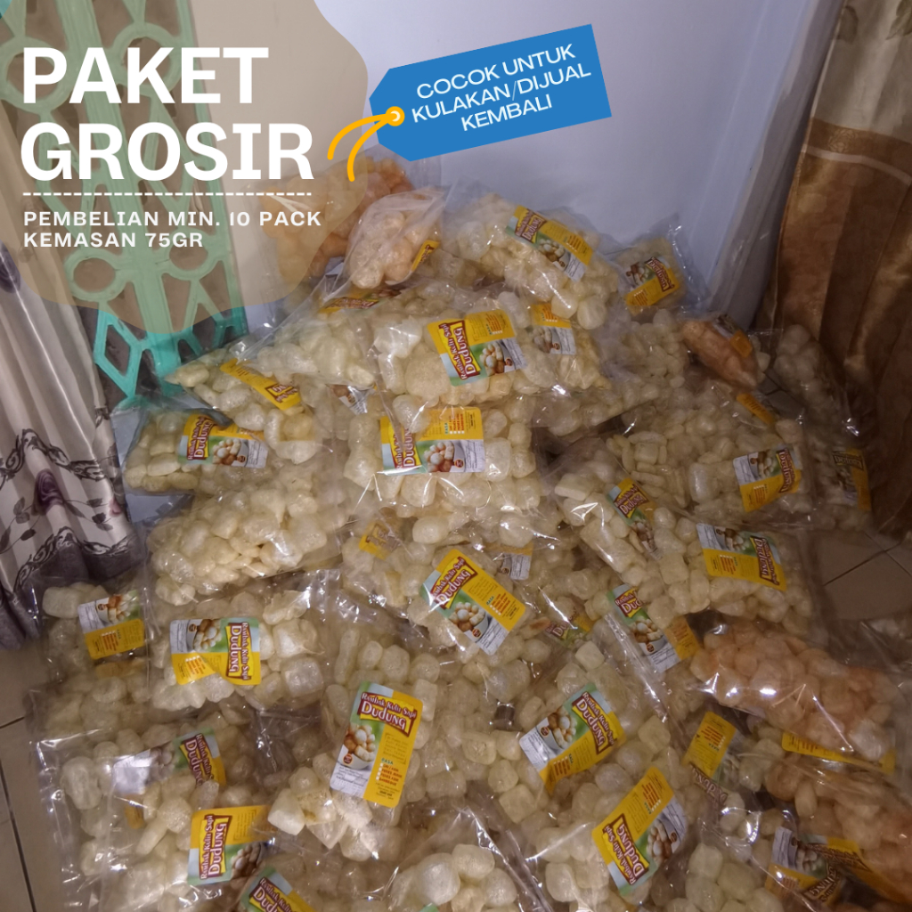 

PAKET GROSIR Dorokdok Dudung Kemasan 75grm Minimal Order 10 Pck Cocok Buat Kulakan / Kerupuk Rambak Kulit Sapi Asli / Dorokdok Kulit Sapi