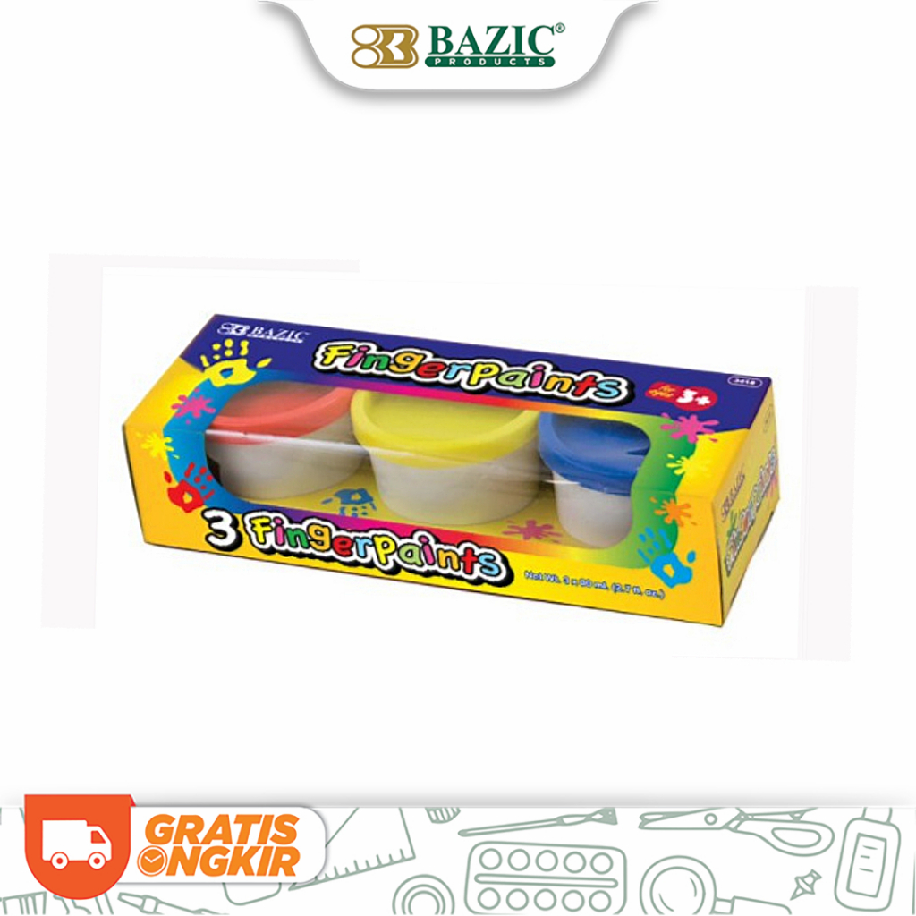 

Bazic Finger Paint Assorted Color 80ml - Cat Air / Cat Poster Isi 3 Warna