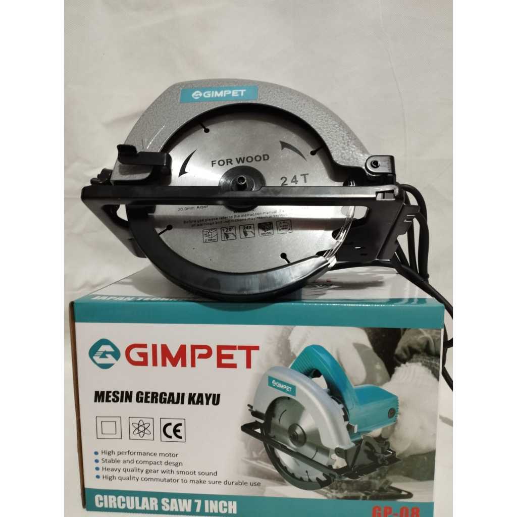 FREE MATA POTONG  Mesin Circle / Circular Saw - Mesin gergaji Potong Kayu 7 inch GIMPET GP-8 Gergaji