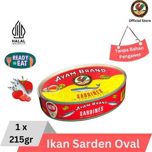

Ayam Brand - Ikan Sarden Kaleng Oval Saus Tomat 215gr