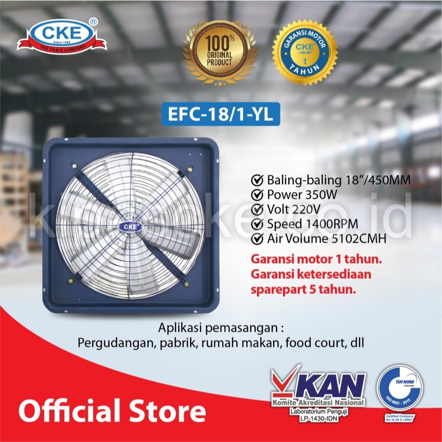 CKE EXHAUST FAN EFC-18/1 18INCH 220V EXHAUST DINDING UNTUK DAPUR 6 DAUN HISAPAN KUAT