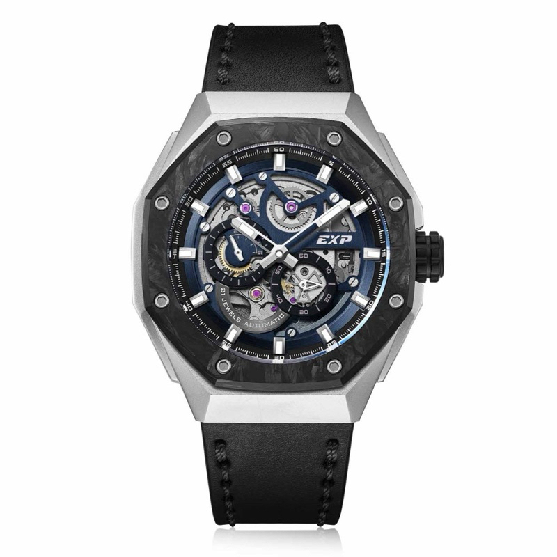 Jam Tangan Pria Expedition Skeleton Automatic Titanium LIMITED EDITION 6818 MALTEPBU - Silver Blue |