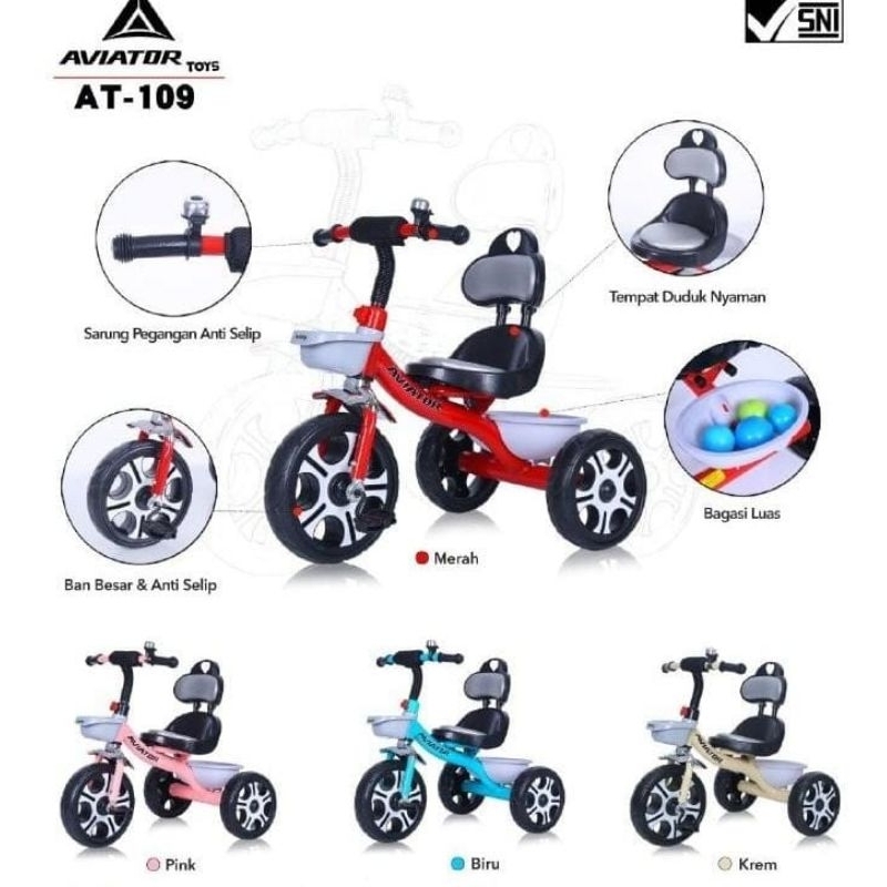 Sepeda Roda Tiga Anak BMX Aviator AT-109 Rangka Besi