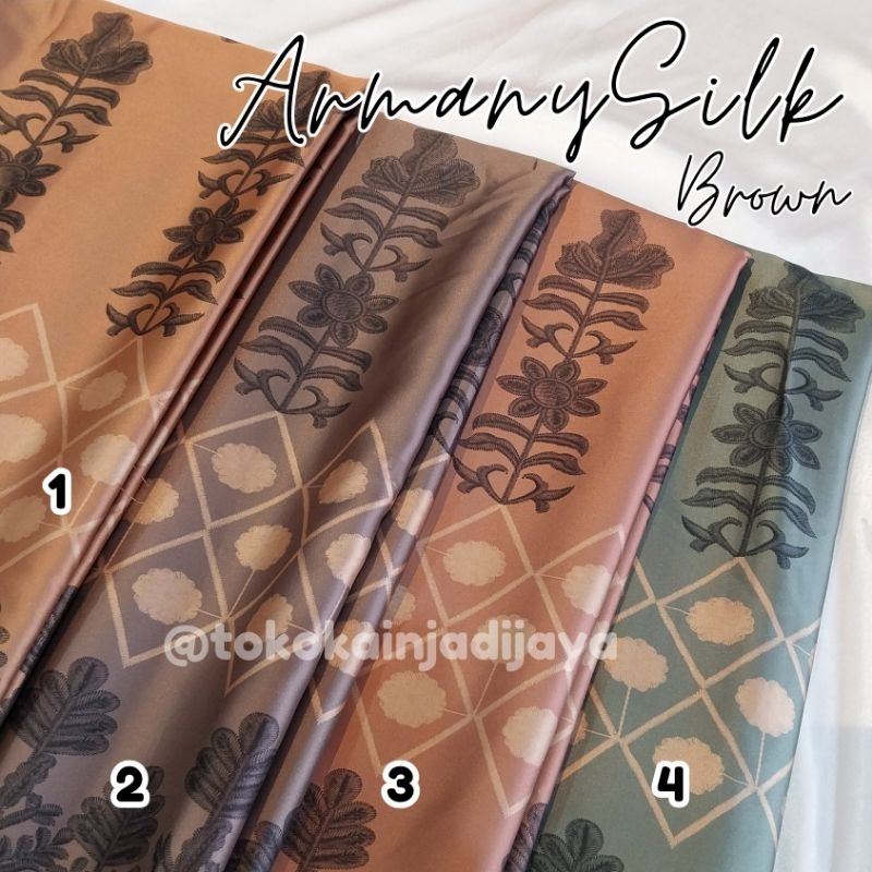 armany brown 1.5 meter / satin / roberto print / satin roberto / sutra / armany silk meteran / arman
