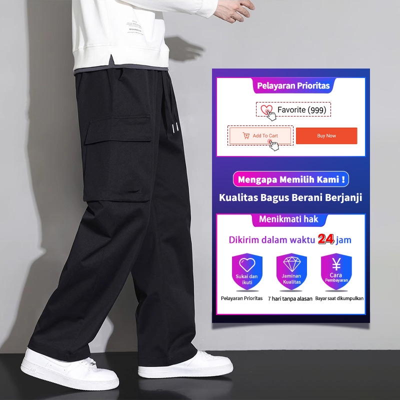 exclusive celana cargo pria oversize fashion cargo pants korean style casual pria pants celana