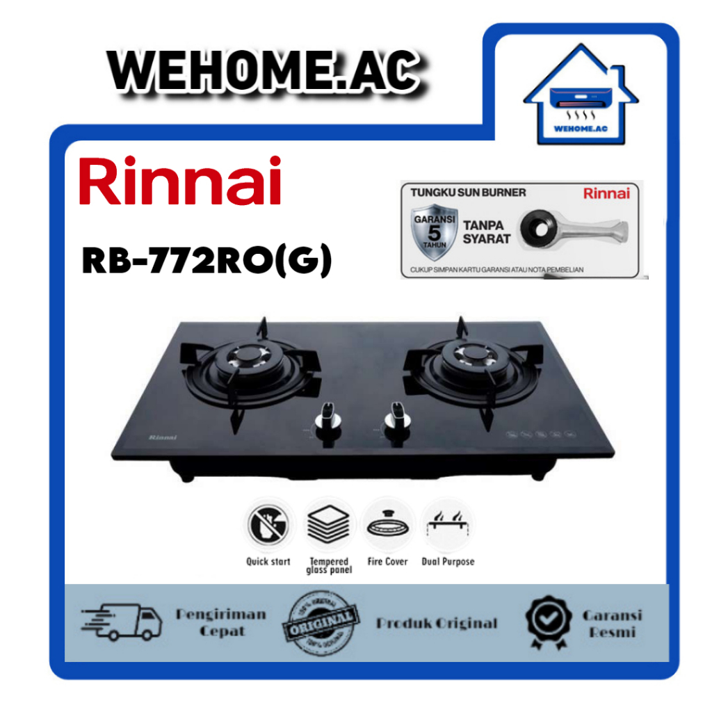 Kompor Tanam Rinnai 2 Tungku Rinnai RB772RO (G) Kompor Dua Tungku Tanam