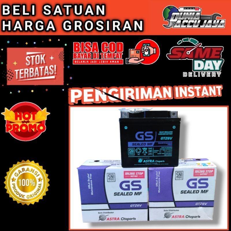 Aki motor kering gs Astra original IDLING STOP gtz6v 5ah 12v matic kopling bebek Honda New Sonic 150