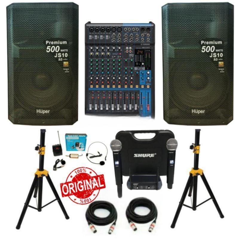 Paket Sound system Huper 15 inch 500watt + Mixer Yamaha 12 channel