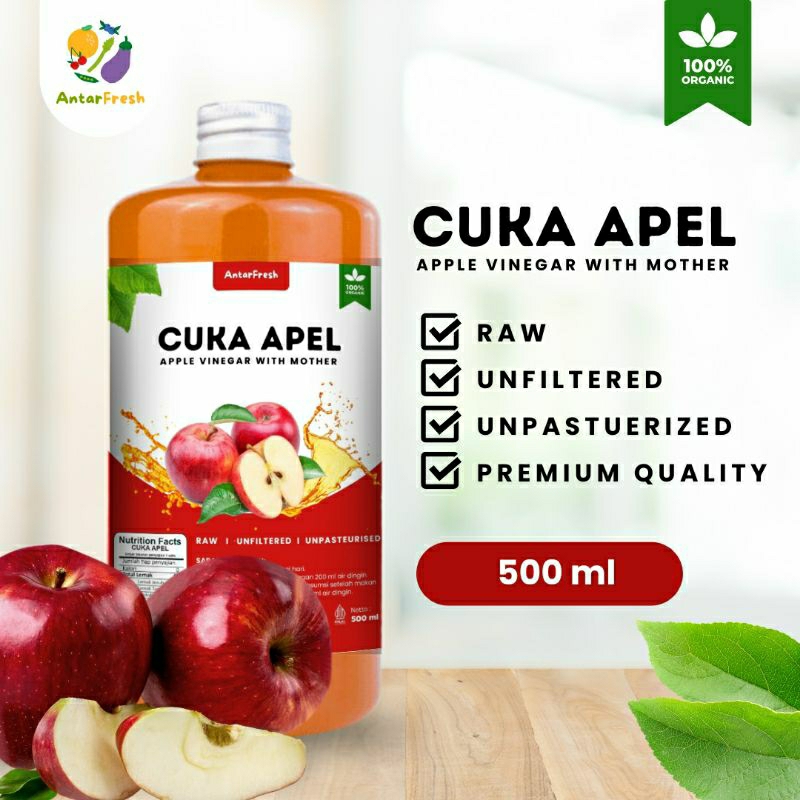 

Cuka Apel Original AntarFresh 500ml / Apple Vinegar with Mother / Detox Tubuh