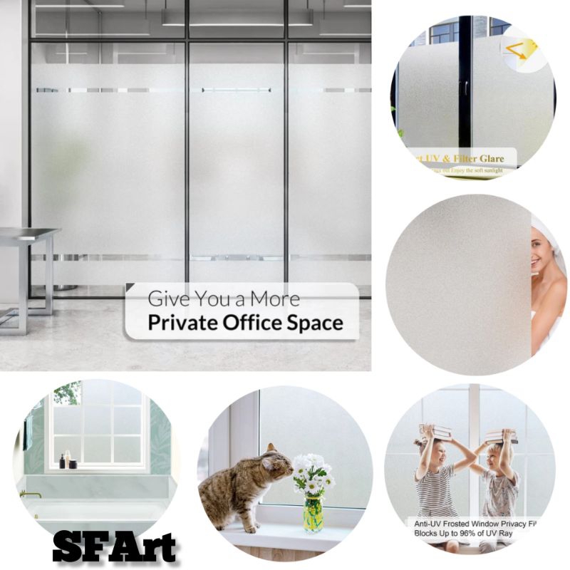 Sticker Kaca Jendela Rumah Sanblas Polos Buram Wallpaper Kaca Sandblast Tidak Tembus Pandang