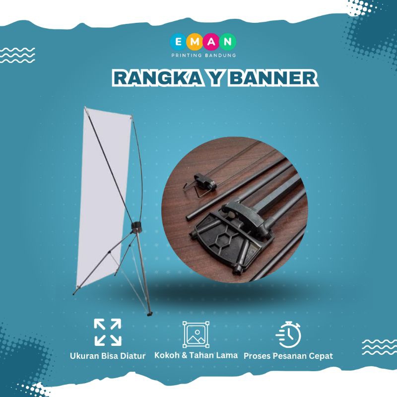 Rangka Y Banner Tiang Kaki Display Promosi Iklan