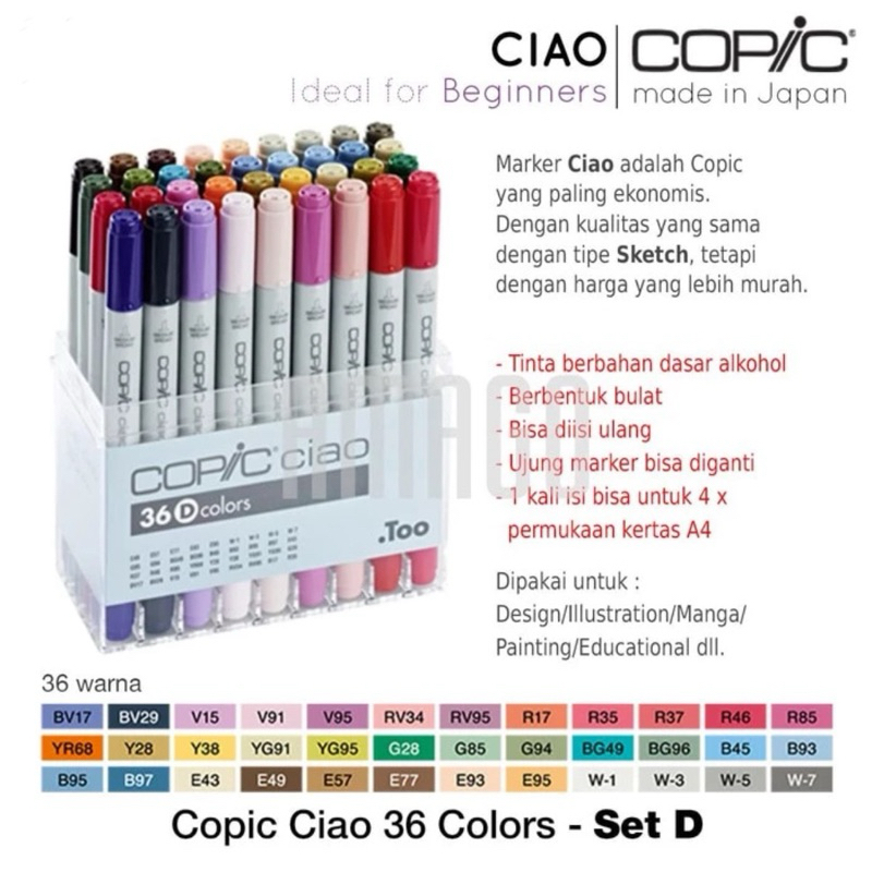 

COPIC Ciao - 36 Color Set D - CCM/36D [Preloved]