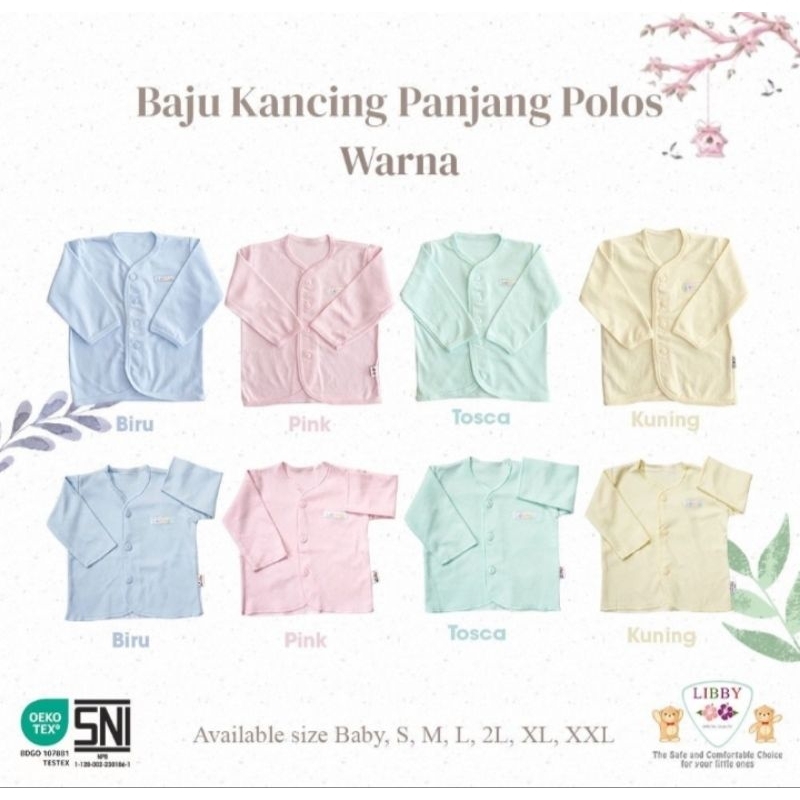 LIBBY baju panjang Newborn dan anak polos warna