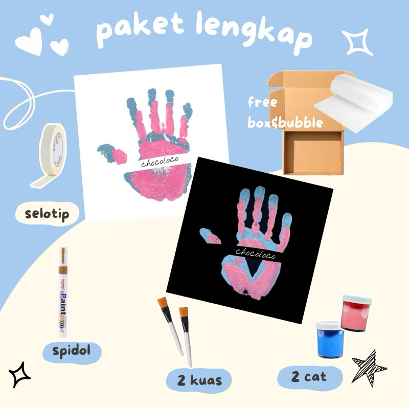 

[FREE BOX&BUBBLE] PAKET LENGKAP DIY Hand Painting Kit | Set Kanvas Couple | kanvas cap tangan couple | PAINTING KIT CANVAS