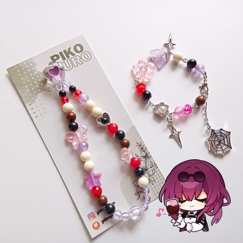 Kafka inspired beaded bracelet || phonestrap || Honkai Star rail inspired manik bracelet and phonest