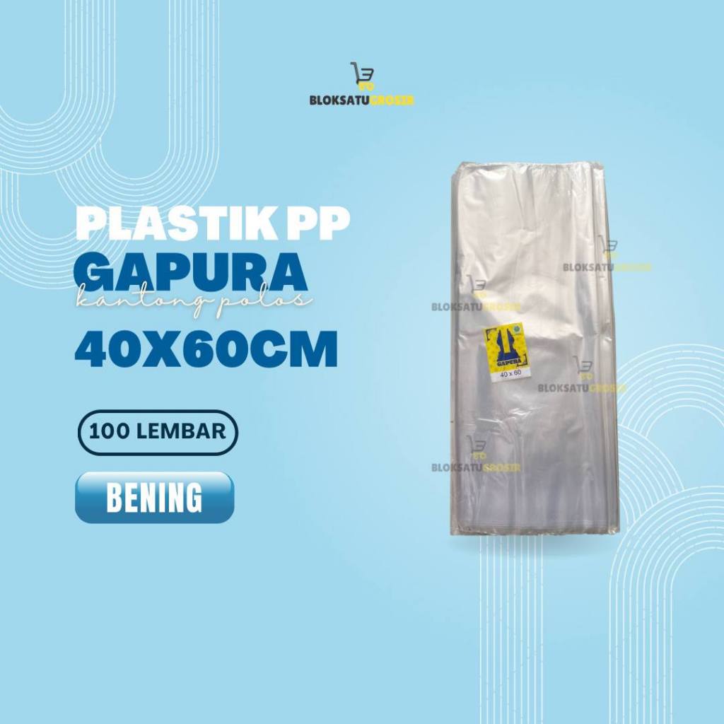 Plastik PP Gapura 40x60x20 Mic Isi 100 Lembar Katong Gapura Laundry / Kantong Plastik PP Gapura Beni