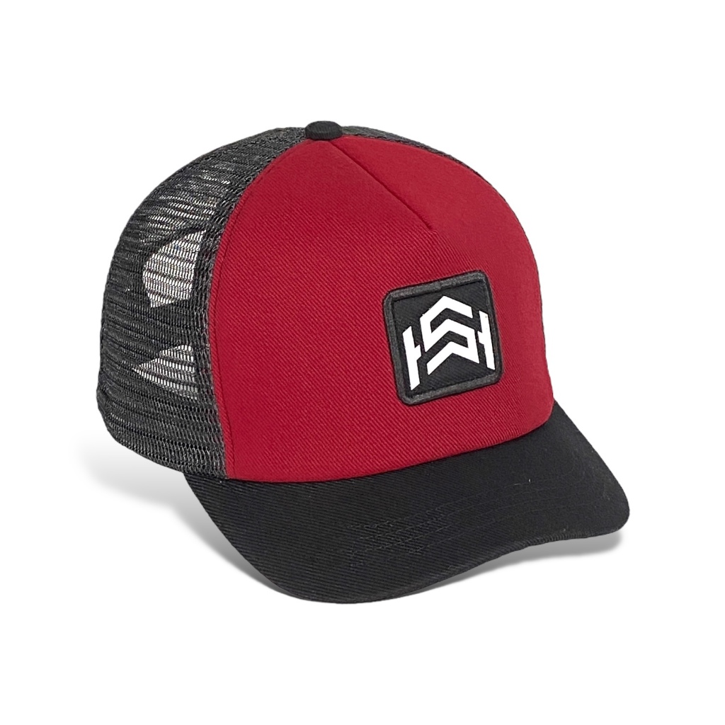 Topi Trucker lidah Pendek Topi Pria Trucker Jaring Hitam Maroon Topi jaring Pria