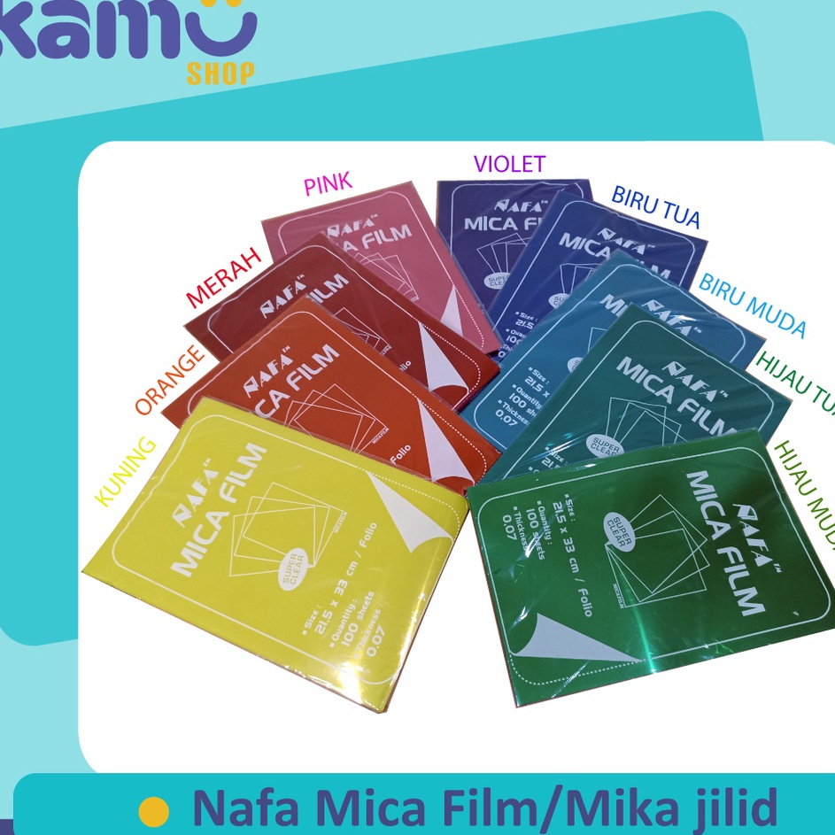 

Ready Berkualitas Nafa Mica Film Mika jilid Mika Film Warna Plastik Jilid Cover Jilid Folio Isi 1 lembar MFF