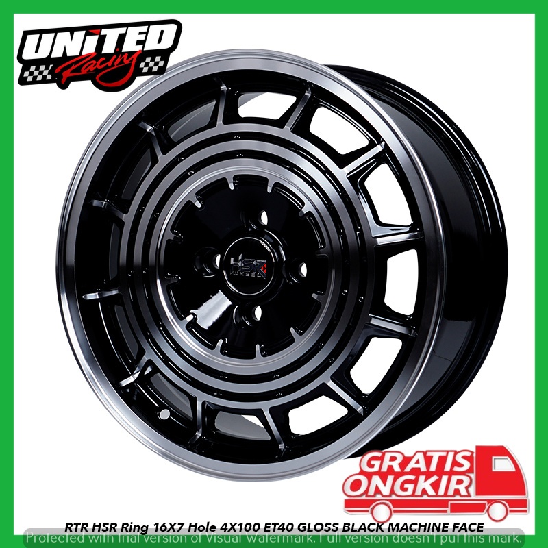 VELG RETRO RING 16 UNTUK MOBIL IGNIS SPLASH SWIFT BALENO R16  HSR RTR GLOSY BLACK CHROME PELEK