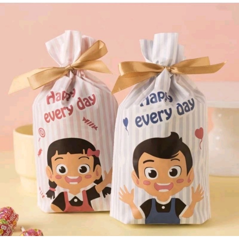 

kantong plastik serut anak anak/cookies bag hampers souvenir boy and girl/kantong pita kecil goodie bag mini ulang tahun lucu