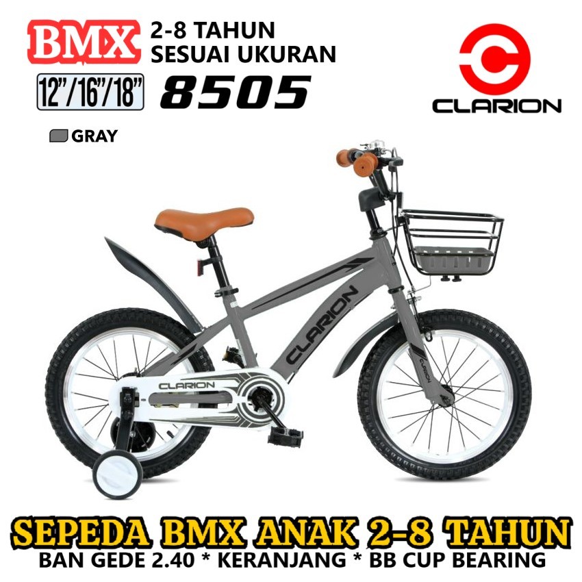 Sepeda Anak Clarion CL8505 16in x 2.40 BMX 4-7 Tahun Steel Ban Gendut Oversized Headset Kids Bike