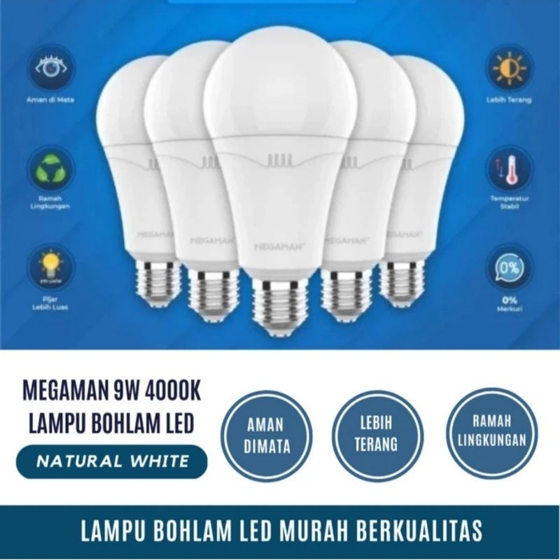 Lampu Bohlam Led 9W 4000K Natural White