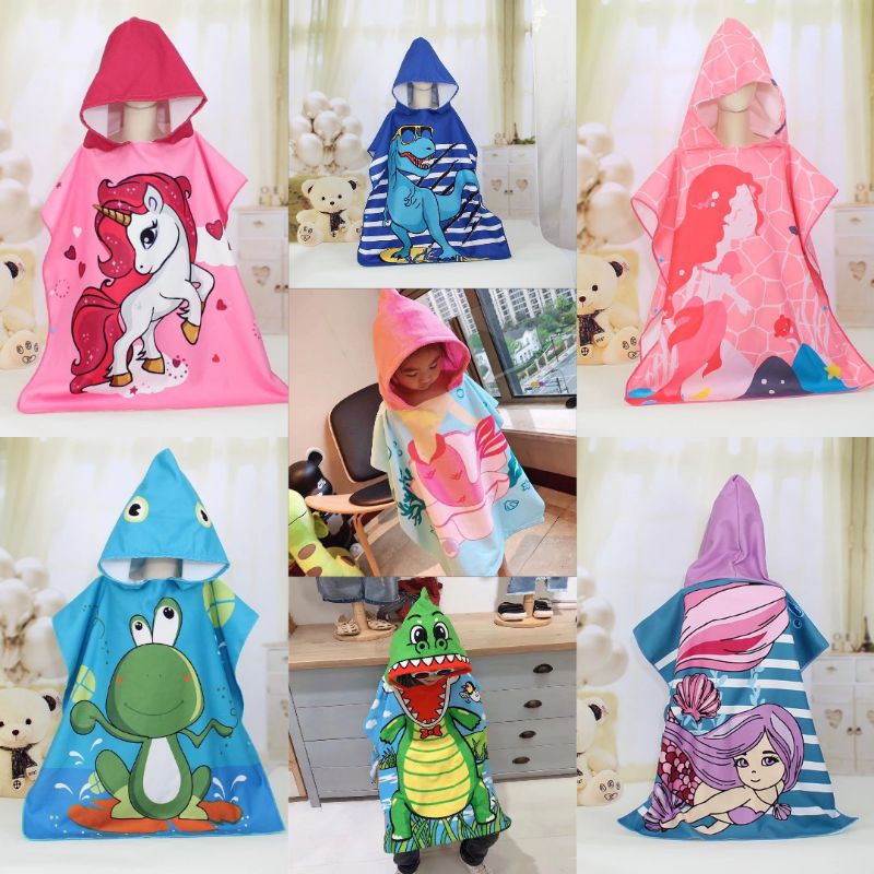Handuk Ponco JUMBO Karakter | Handuk Renang Anak Tanggung Usia 7-12th | Handuk Mandi Anak
