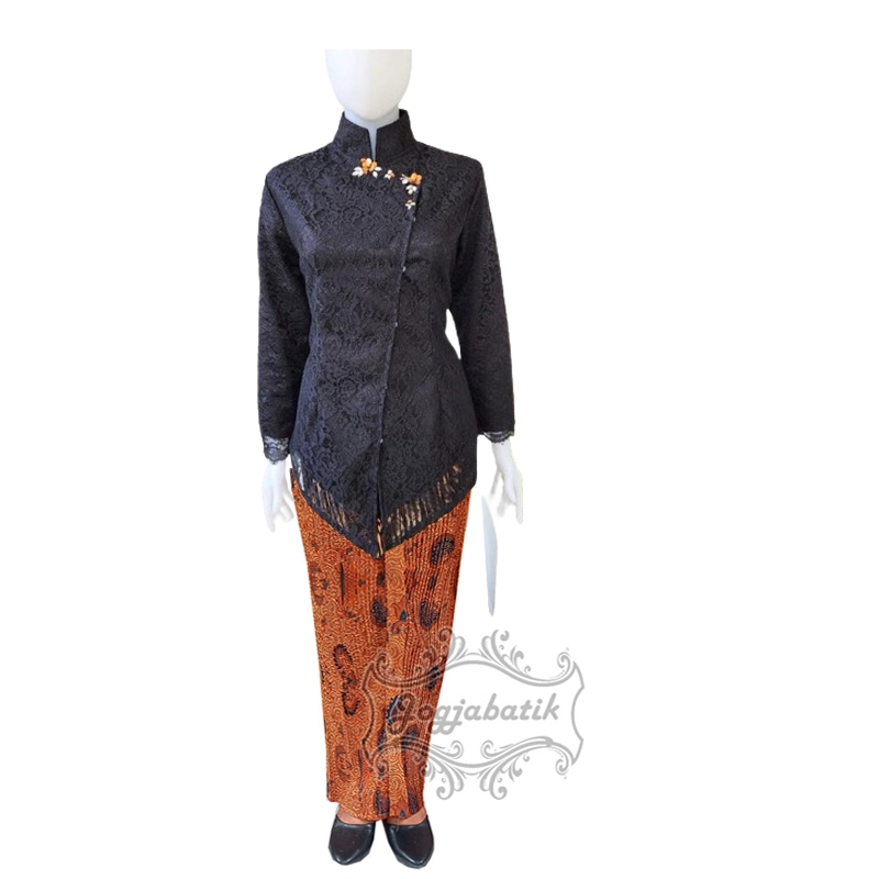 Setelan Kebaya Janggan Brokat+ Rok  Plisket