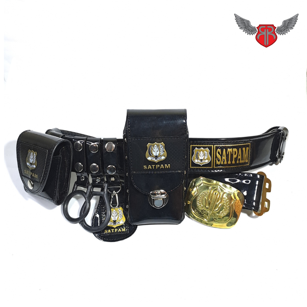 Kopel Sabuk Satpam Kulit Kilap Fullset Bangkol sabuk satpam lengkap