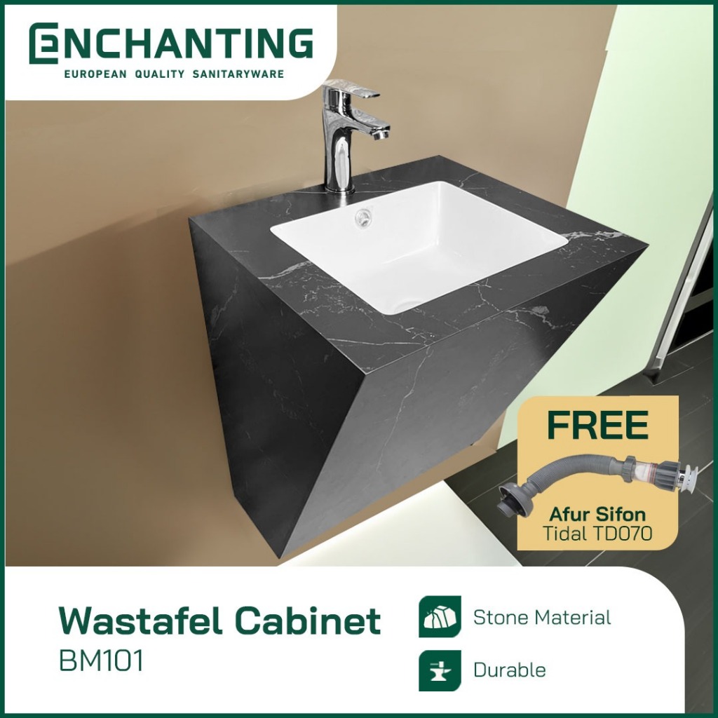 ENCHANTING Wastafel Cabinet Kamar Mandi BM101 Kabinet Washtafel Complete Set with Keran & Afur