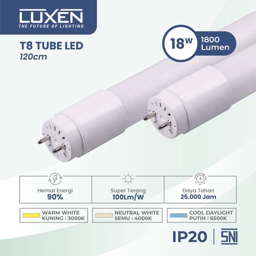 Luxen LED Tube Light T8 Glass Series 18 Watt 120cm