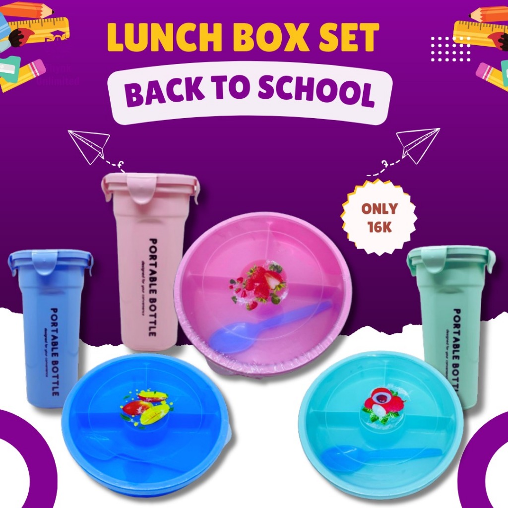 Lunch Box Set BTS kotak makan set botol minum dan sendok Murah kotak bekal anak | souvenir ulang tah