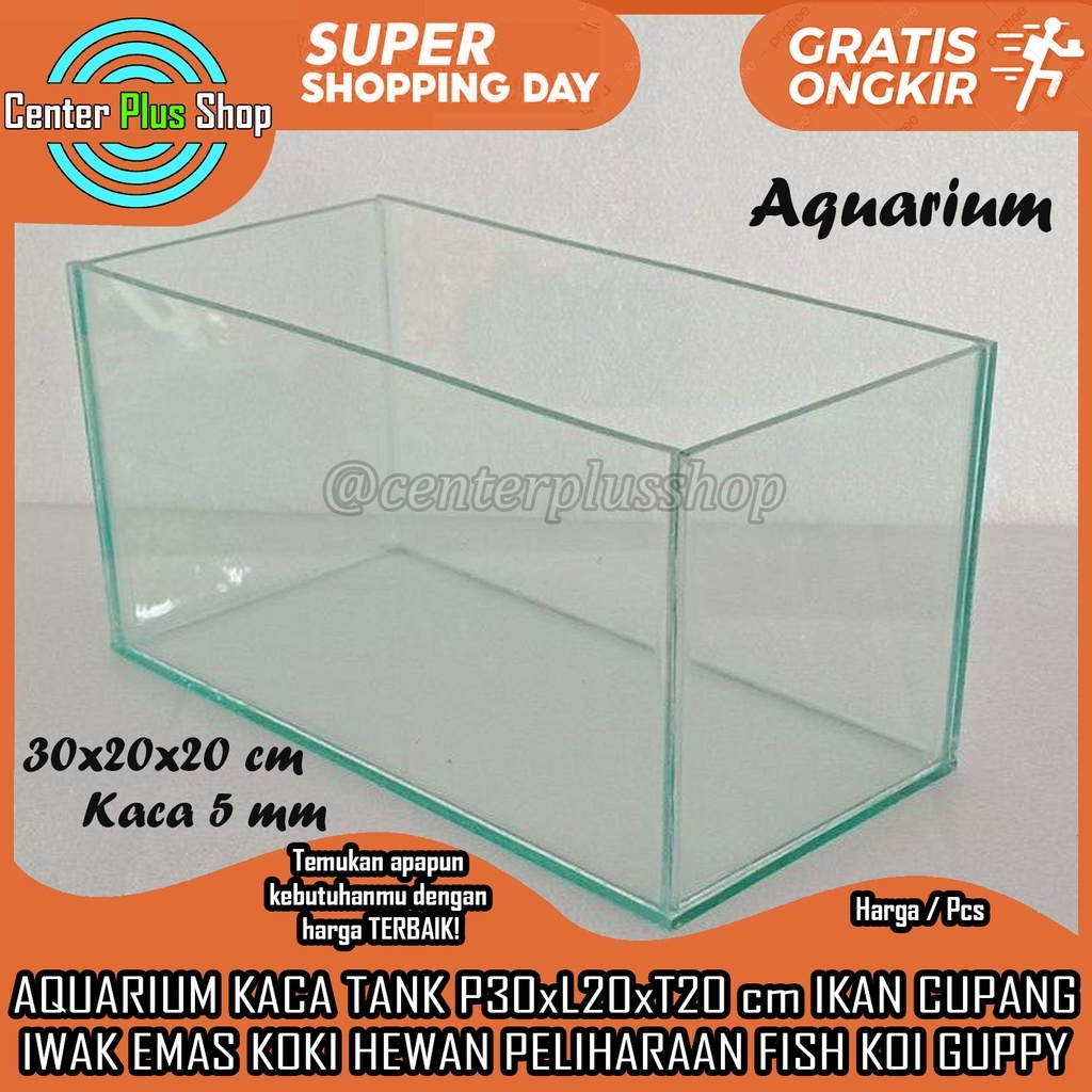 [Kargo] Aquarium Akuarium Kaca Ukuran 30x20x20 Cm Bening Ketebalan 5 Mm Tempat Ikan Koi Khoi Louhan 