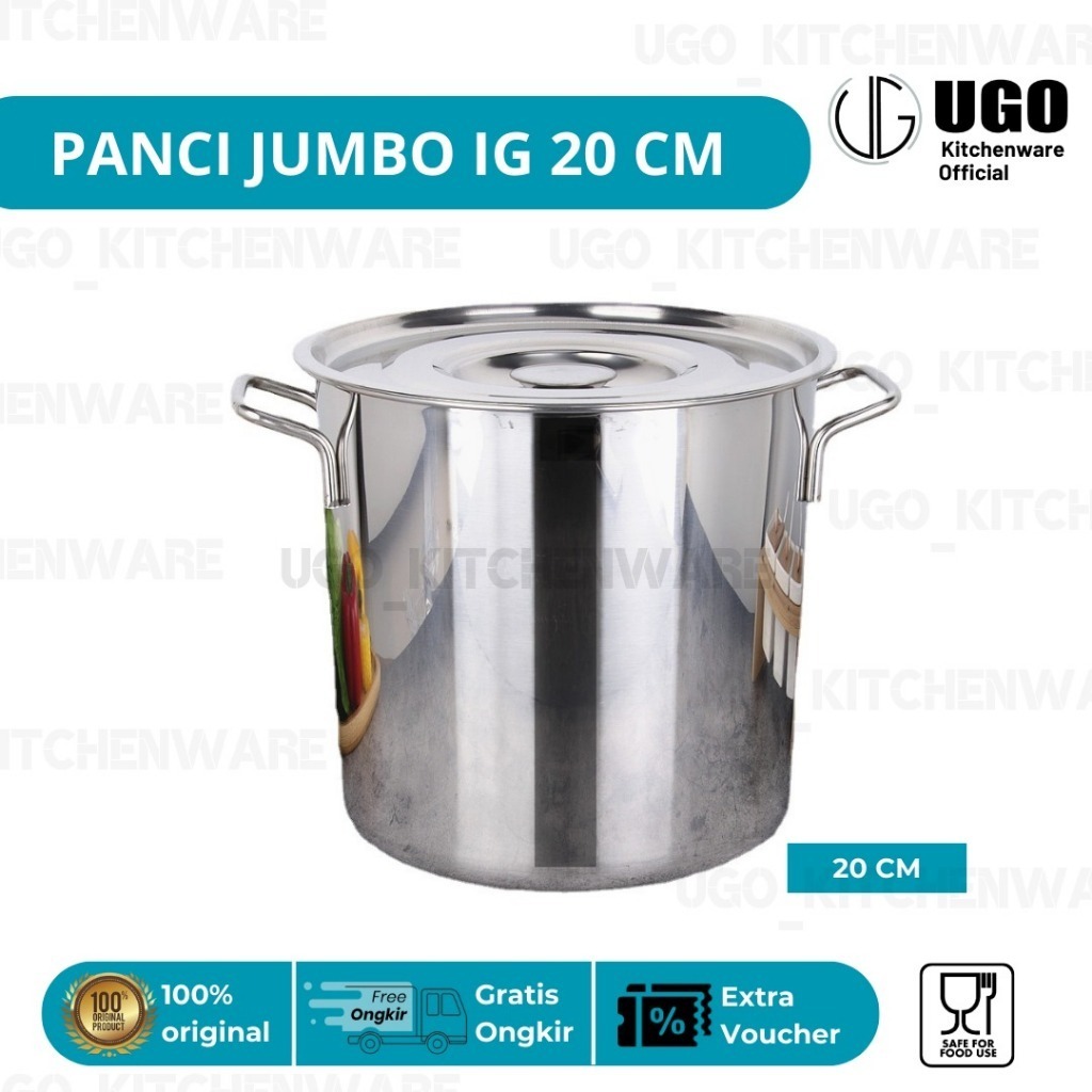 BERINDO Panci Jumbo Stainless Tebal | Panci Dandang Stainless Steel | Panci 20Liter 25Liter | Panci 