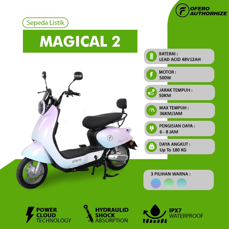 OFFICIAL OFERO Sepeda Listrik New Seri Magical 2 Untuk Remaja/Dewasa Seri Terbaru