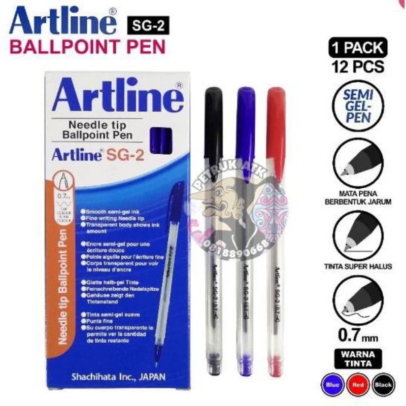 

[PCS] PULPEN / BALLPOINT SEMI GEL ARTLINE EGB SG-2 HITAM / BIRU / MERAH