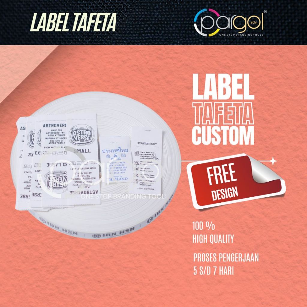 

Label Taffeta Custom - Cetak Nama / Logo Untuk Baju, Brand, Distro - Kuat & Tahan Lama | PargolLabel
