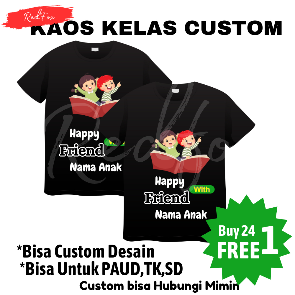 Kaos Anak Lengan Pendek Custom Karakter Baju Anak Cewek Cowok Laki Laki Perempuan Unisex Bahan Cotton Combed Premium Halus Adem Bisa Request Ganti Desain Design Nama Siswa Sekolah Untuk TK PAUD SD Umur 3 4 5 6 7 8 9 10 11 12 Tahun Size 3 5 7 9 11 13