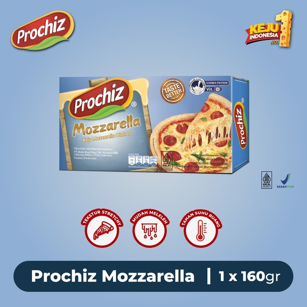 

KEJU MOZZARELLA PROCHIZ MOZARELA CHEESE OLAHAN KEMASAN 160 GRAM 160GR