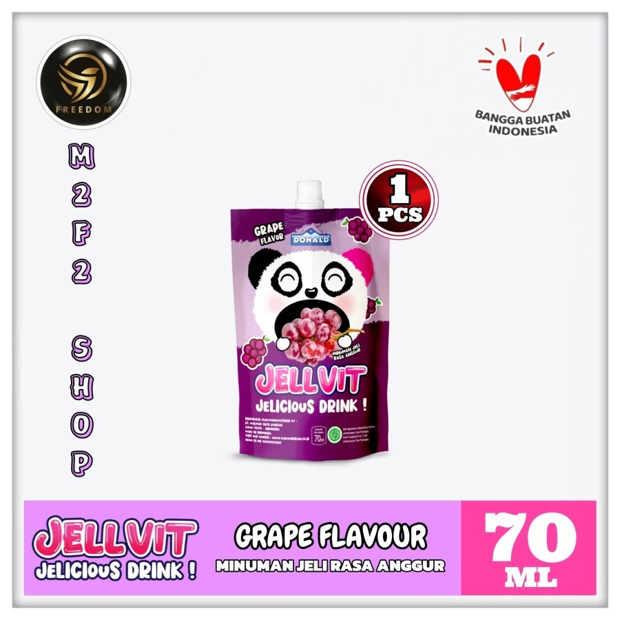 

Donald Jellvit Jelicious Drink Grape Flavor | Minuman Jelly Rasa Anggur Pouch - 70 ml (Kemasan Satuan)