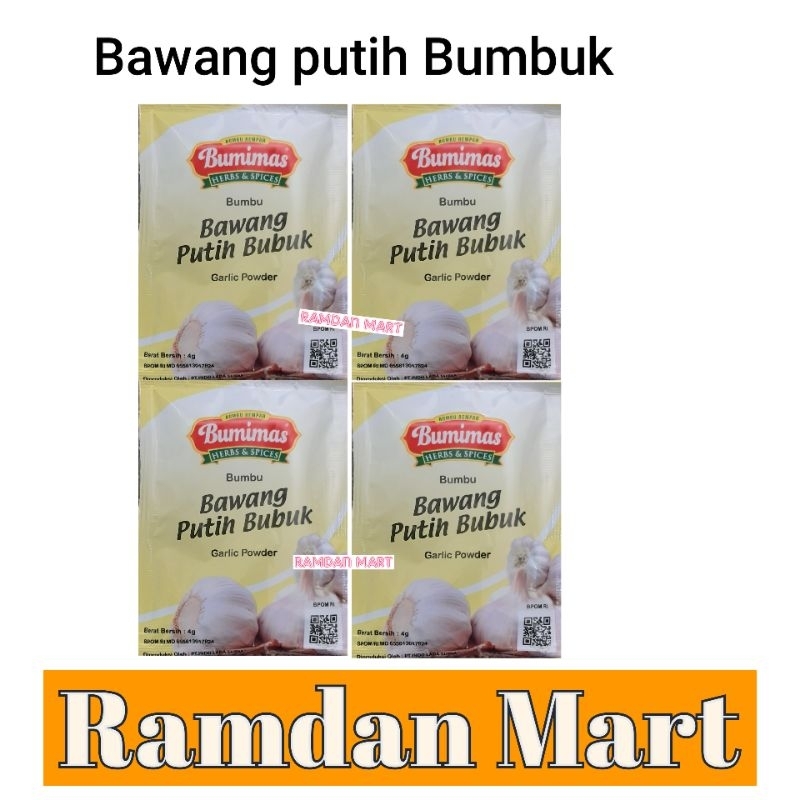 

BAWANG PUTIH BUBUK BUMIMAS Kemasan pack ( 24 sachet )