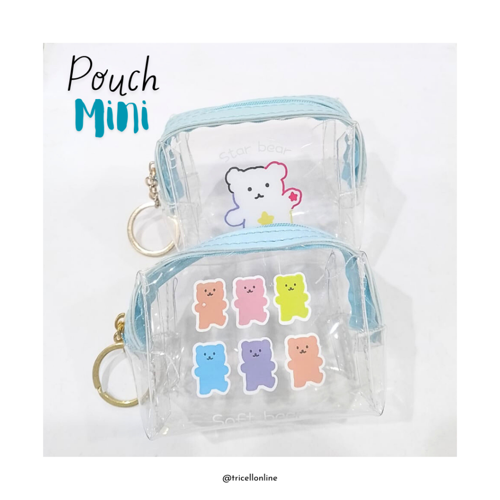 Pouch transparan / dompet mini sleting koin transparan gambar