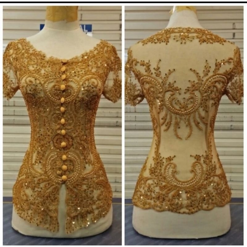 Atasan Kebaya Wisuda Kerah Sabrina Tile Full PayetKebaya Wisuda Lengan PendekKebaya Wanita Acara