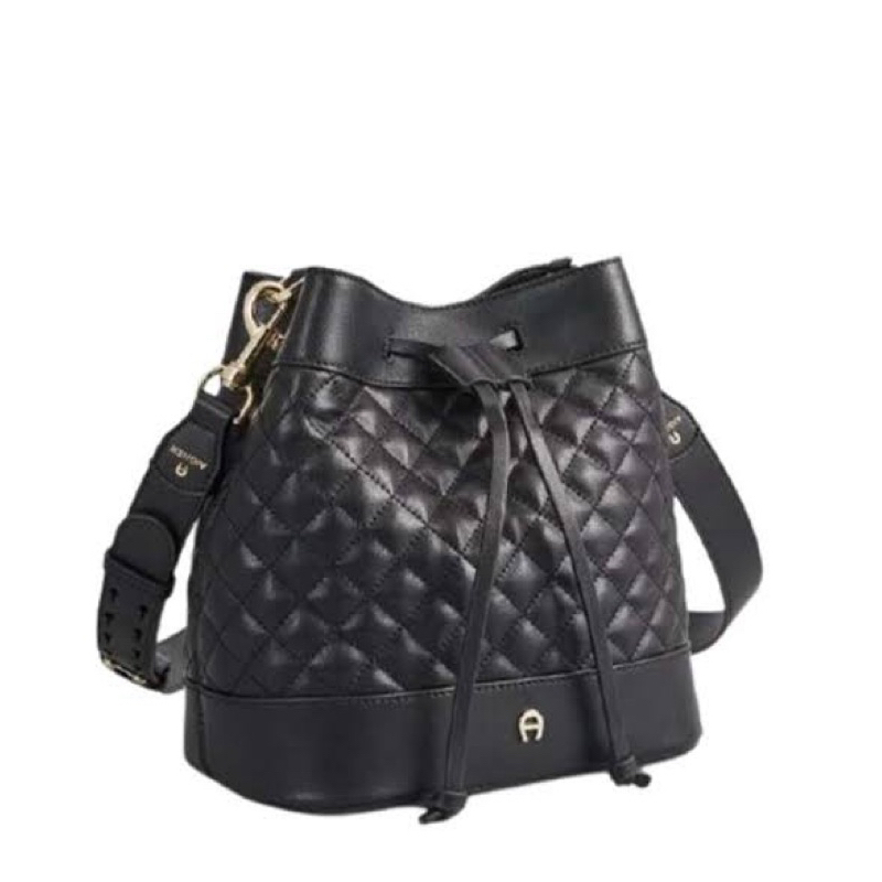 Aigner Emily Drawstring Bucket Bag Black