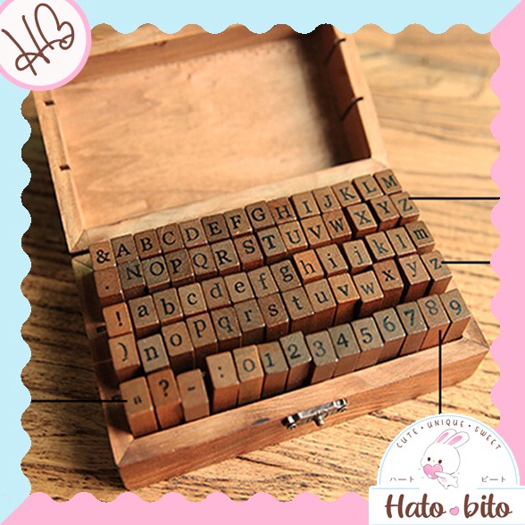 

KODE B6T Vintage wooden box alphabet number stamp cap stempel huruf angka aesthetic retro diy jurnal scrapbook HB136 HB137