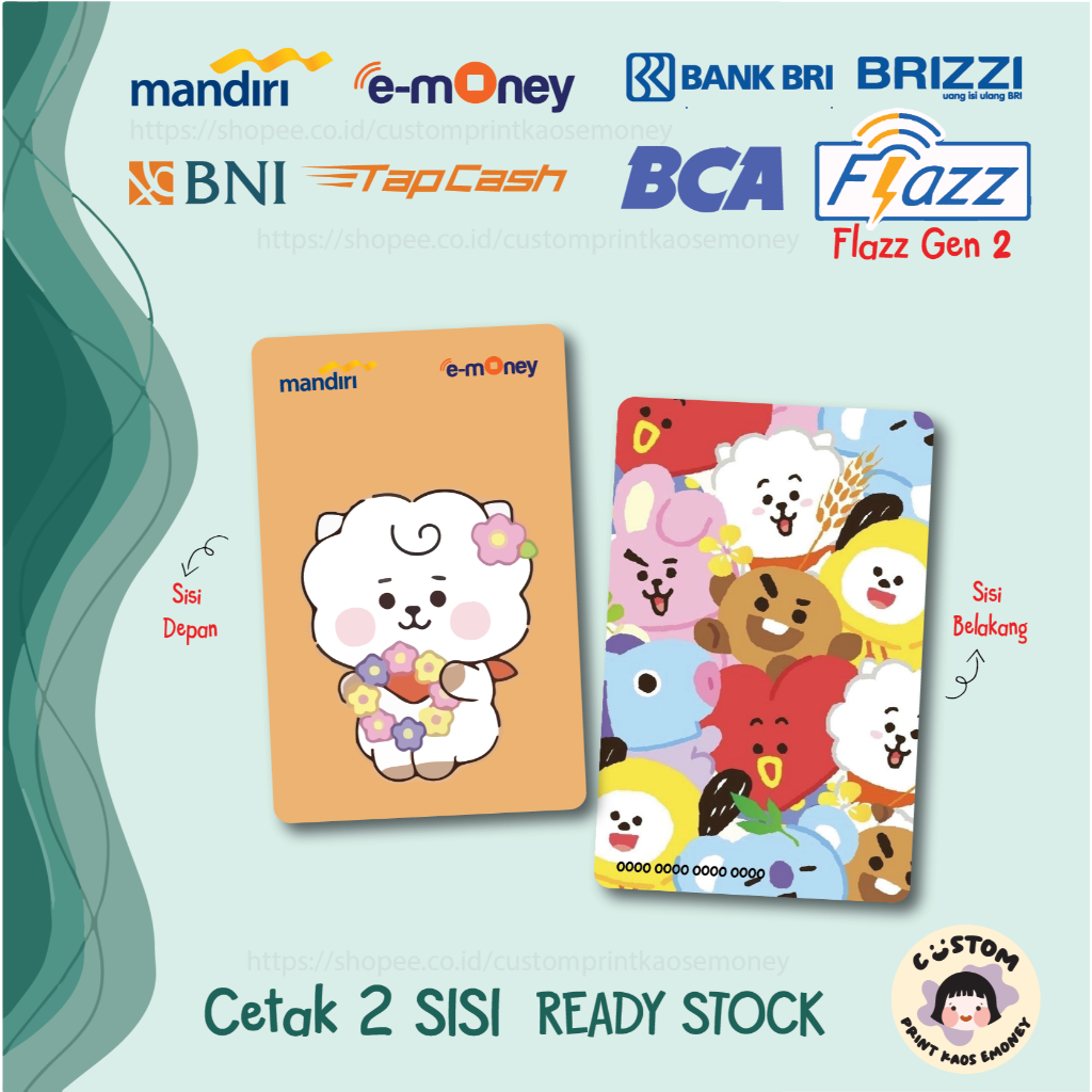 KARTU E MONEY E TOLL DESIGN KPOP RJ BT21 CUTE JIN BTS KOREA MANDIRI EMONEY BNI TAPCASH BRI BRIZZI FL