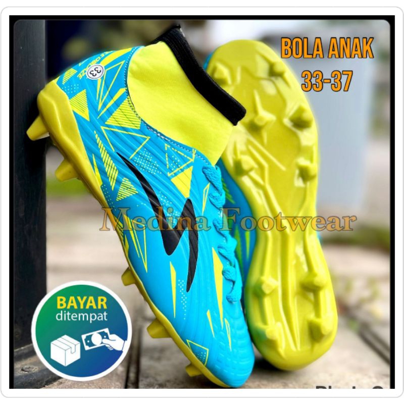 Sepatu sepakbola/ sepatu bola specs anak anak model boots terbaru gread Original ukuran 33 34 35 36 