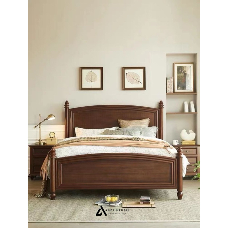 Bimo • Dipan Bed Tempat Tidur Vintage Set Nakas Jati