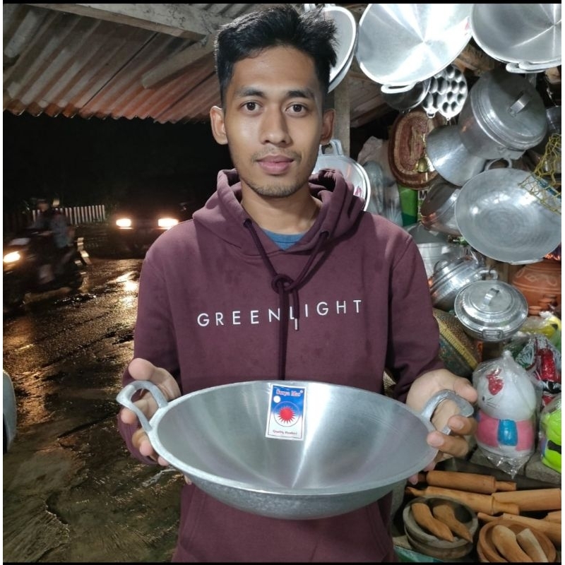 Wajan Penggorengan Kuali Alumunium jawa tebal ceper kecil