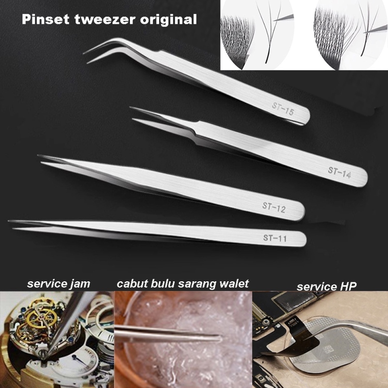 Pinset lurus bengkok tweezer HRC40 ST12 ST11 ST14 ST15 original cabut bulu walet perbaikan handphone